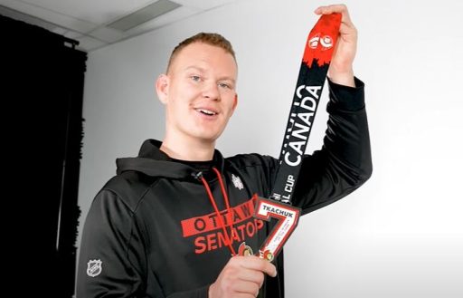 Brady Tkachuk Hardest Worker of the Game medal.